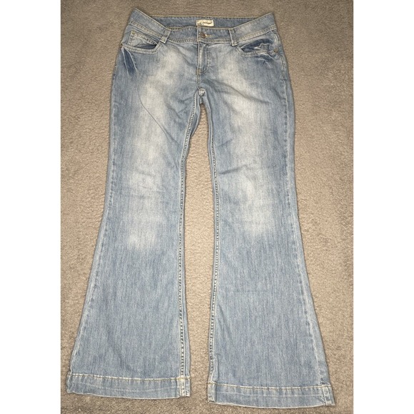 Vintage Anchor Blue Jeans Womens 13R Bell Bottom Flare Low Rise Denim Hip Pop‎ - Picture 1 of 13